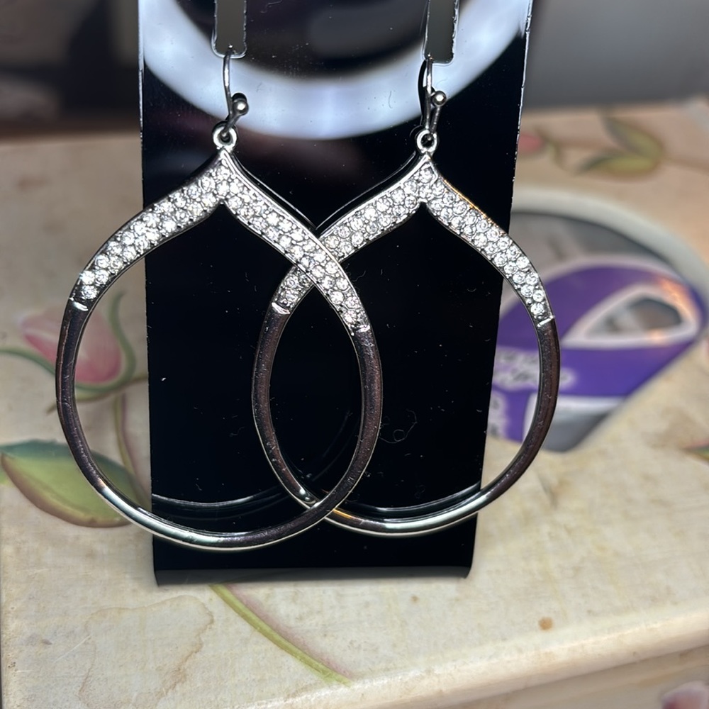 Silver Dangle Hoop Earrings